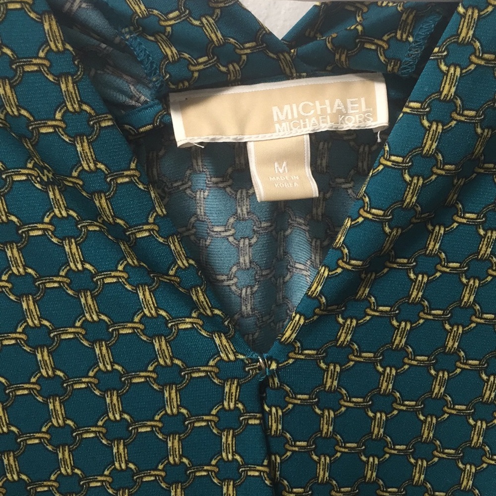 Michael Kors Long Sleeve Green/Gold Top Blouse